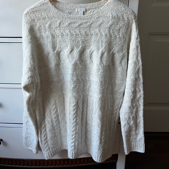 J. Jill Women’s White Cable Knit Textured Pullover Sweater Long Sleeve Small - Picture 1 of 5